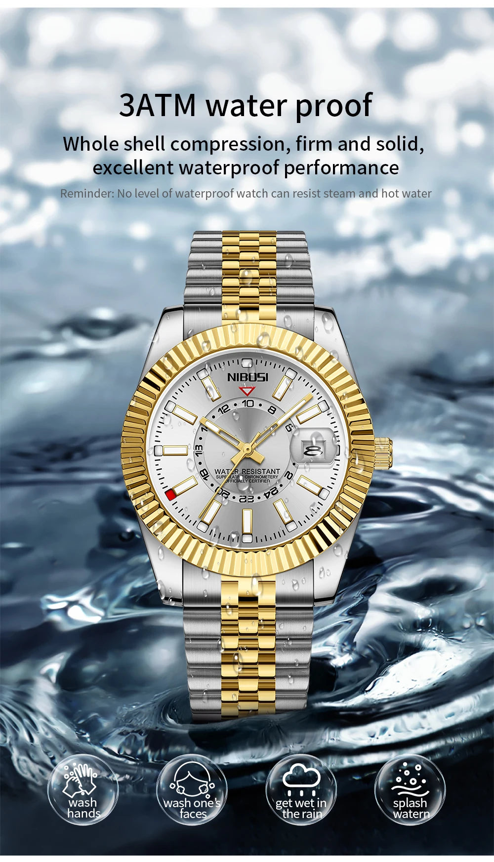 Reloj de pulsera NIBOSI de lujo para Hombre, Reloj deportivo resistente al agua con fecha luminosa para Hombre, relojes de cuarzo de acero inoxidable para Hombre, Reloj para Hombre