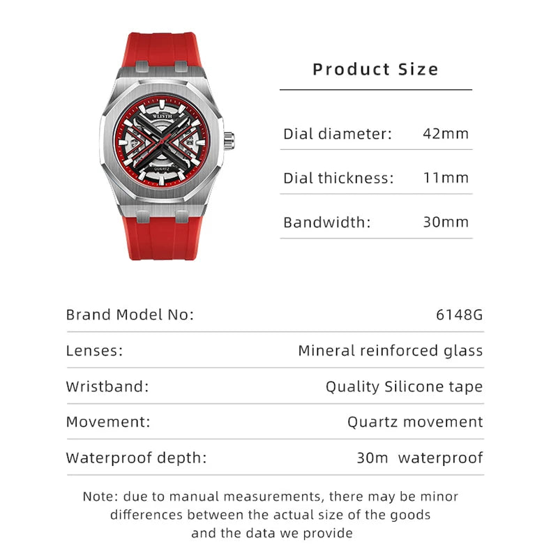 2025 nuevos relojes de moda para Hombre, Reloj de cuarzo con Esfera Grande de lujo, correa de silicona informal, relojes deportivos para Hombre, Reloj para Hombre + caja