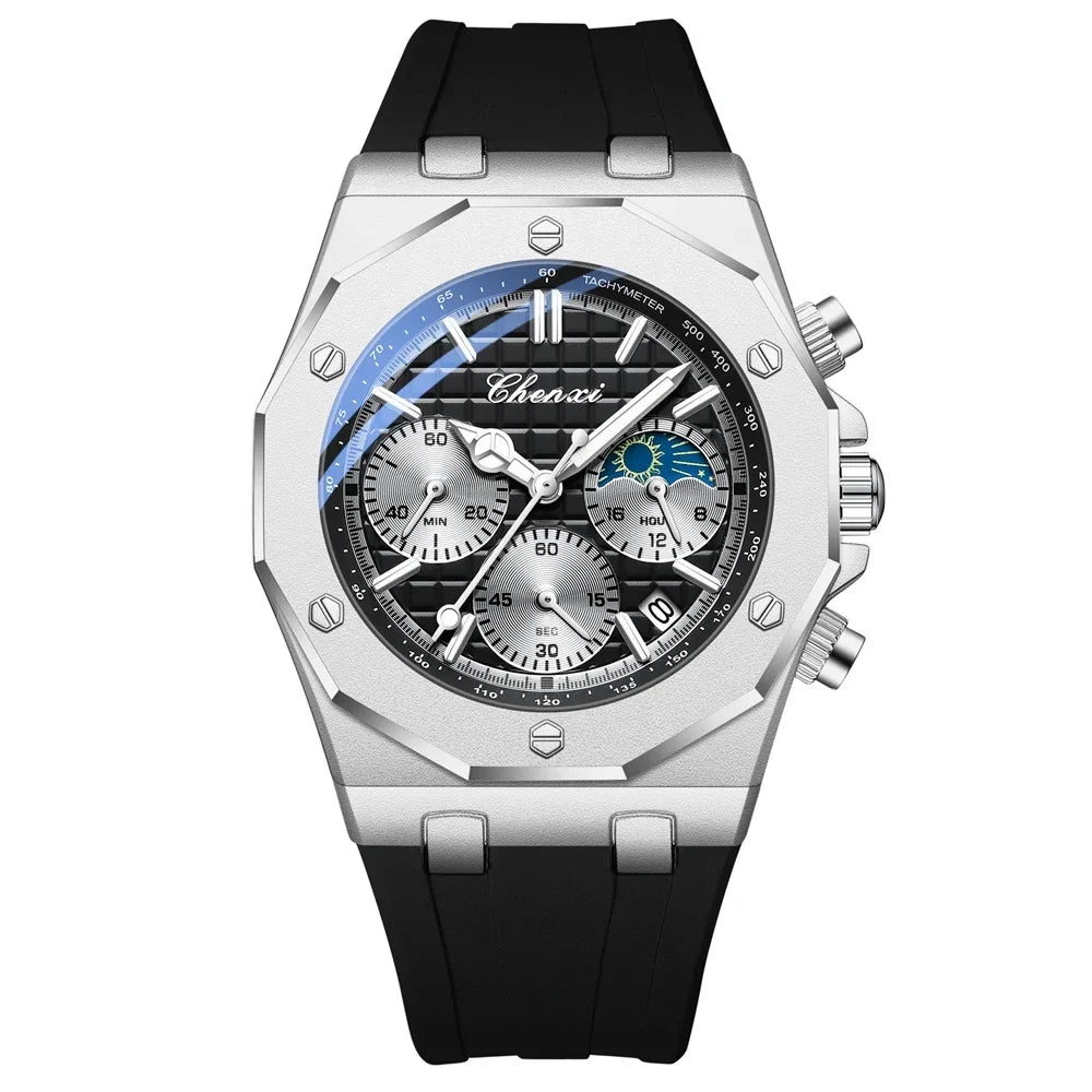 CHENXI 968 relojes de lujo para hombre, relojes de pulsera deportivos a la moda, cronógrafo masculino de cuarzo, reloj de silicona para hombre, reloj luminoso Masculino