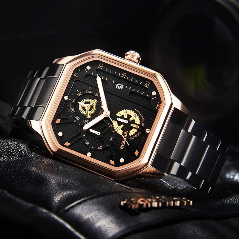 Reloj deportivo de marca para hombre, decoración de tres ojos, reloj de cuarzo cuadrado de lujo para estudiantes, es la primera opción para dar regalos