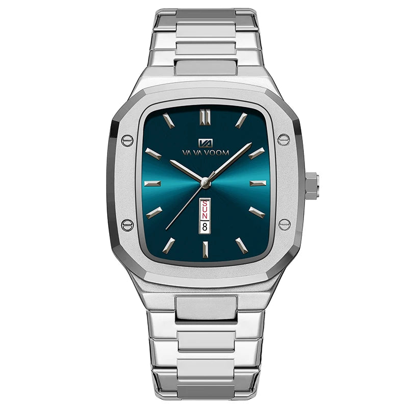 UTHAI nuevo reloj para hombre calendario de negocios de moda reloj de cuarzo Rectangular de acero inoxidable resistente al agua RELOJ HOMBRE V0029