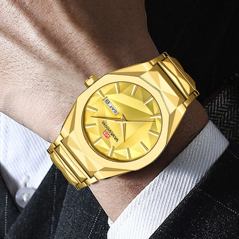 Reloj para hombre, negocios y ocio, calendario doble, resistente al agua, correa de acero inoxidable, esfera que cambia de Color, reloj de cuarzo, regalo