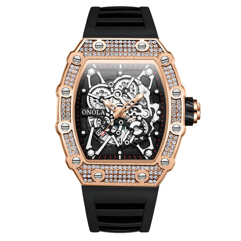 ONOLA-Reloj de lujo con incrustaciones de diamantes para hombre, pulsera de cuarzo resistente al agua con cinta, Masculino, novedad de 2022