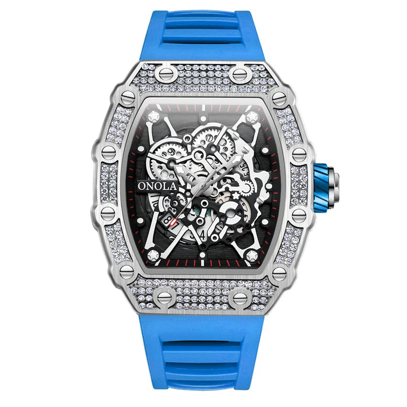 ONOLA-Reloj de lujo con incrustaciones de diamantes para hombre, pulsera de cuarzo resistente al agua con cinta, Masculino, novedad de 2022