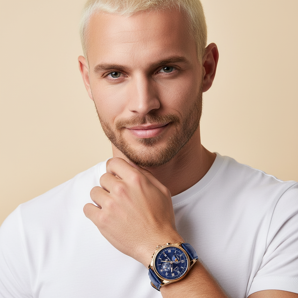 Reloj de Cuero Azul LIGE 2024 - Elegancia y Funcionalidad